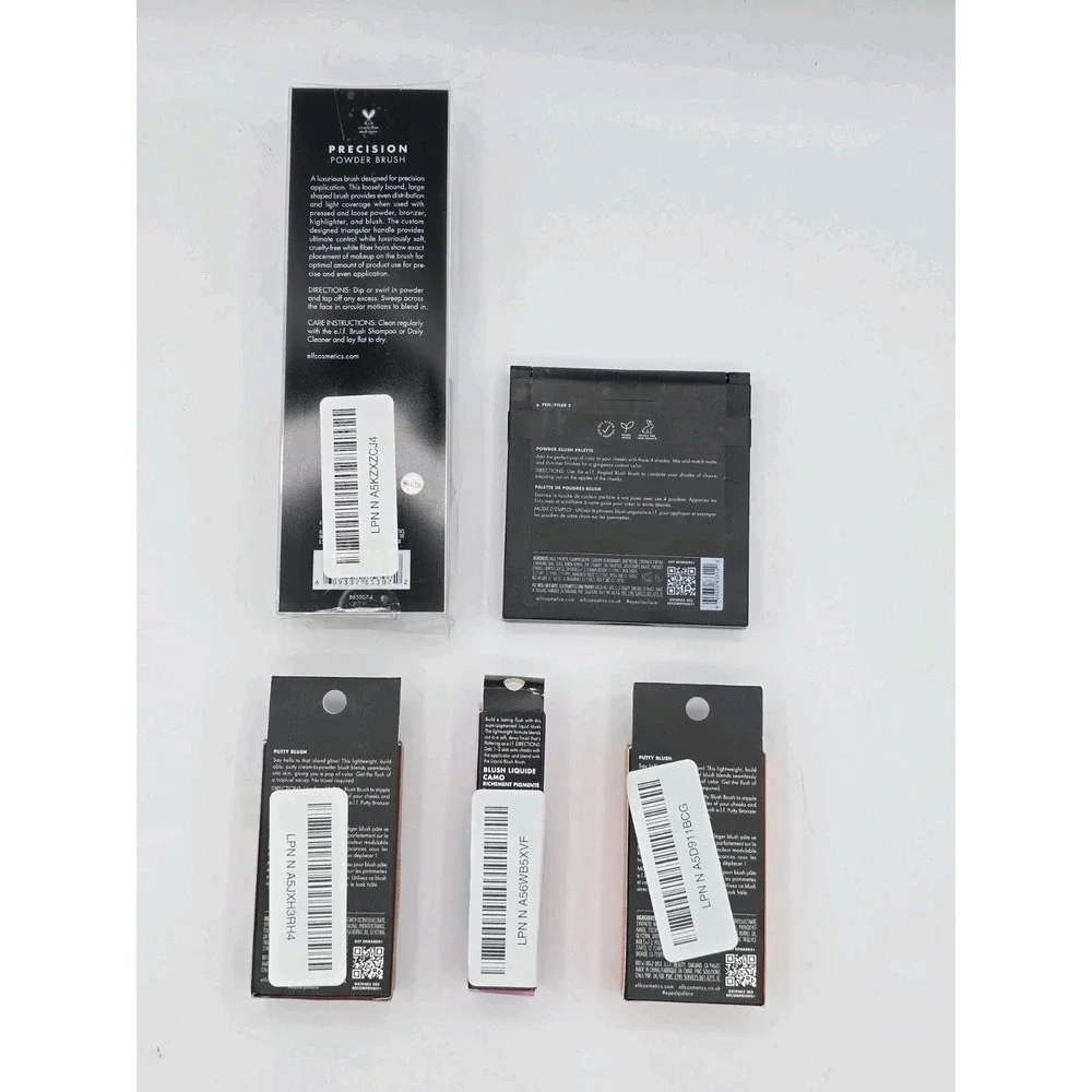 5 Lot NEW e.l.f. Powder Blush Palette Light-Blush&Glow +Powder Brush Putty Blush